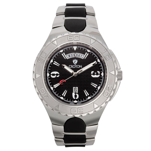 Croton Mens Stainless Steel Black Super C Watch