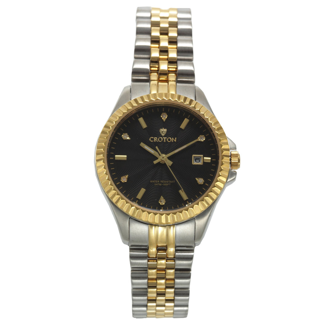 Croton Womens Stainless steel  Two Tone Diamond Marker Watch