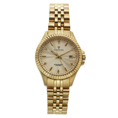 Croton Womens Stainless steel Goldtone Diamond Marker Watch