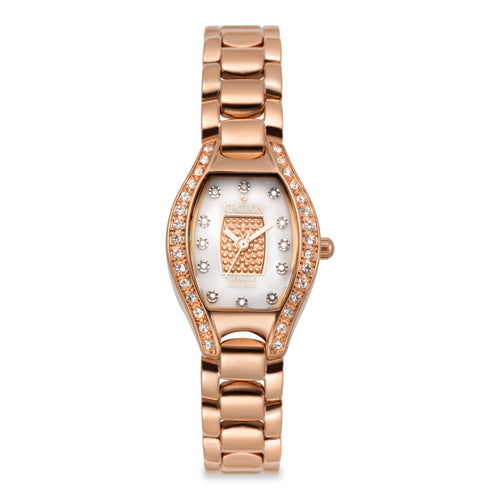 Croton Womens Stainless steel Rosetone Crystal Bezel Watch