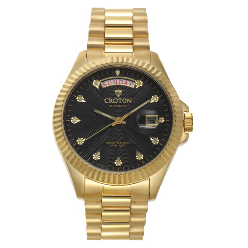 Croton Mens Stainless steel Goldtone Diamond Marker Watch