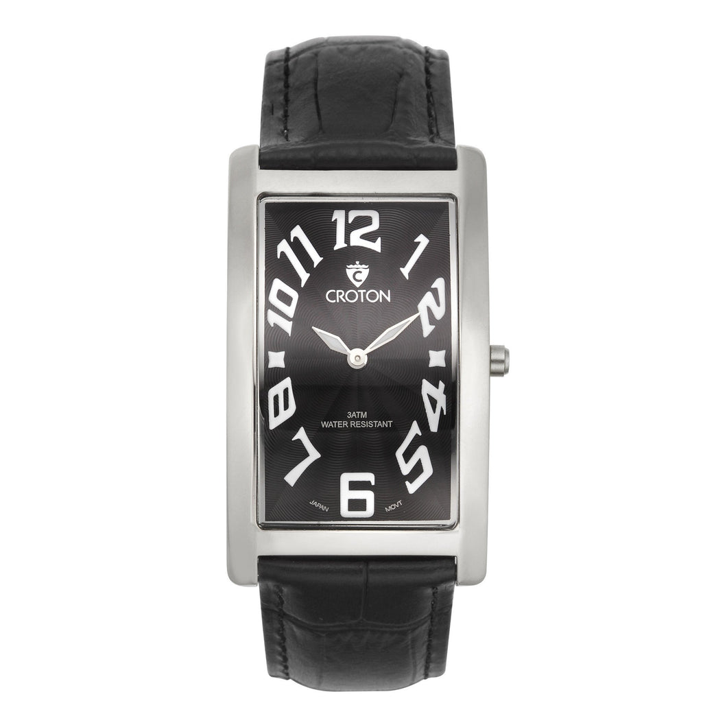 Croton Mens Stainless steel Silvertone Rectangular Watch