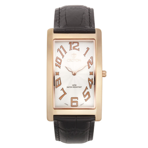 Croton Mens Stainless steel Rosetone Rectangular Watch