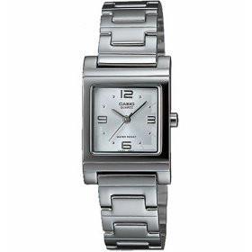 Casio Womens  Silver-Tone Shell White Dial Watch