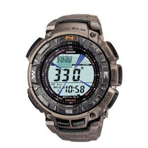Casio Men's PAG240T-7CR Pathfinder Triple-Sensor Stainless Steel Watch with Titanium Bracelet