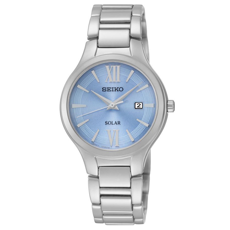 Seiko Womens Blue Dial Solar Calendar Watch