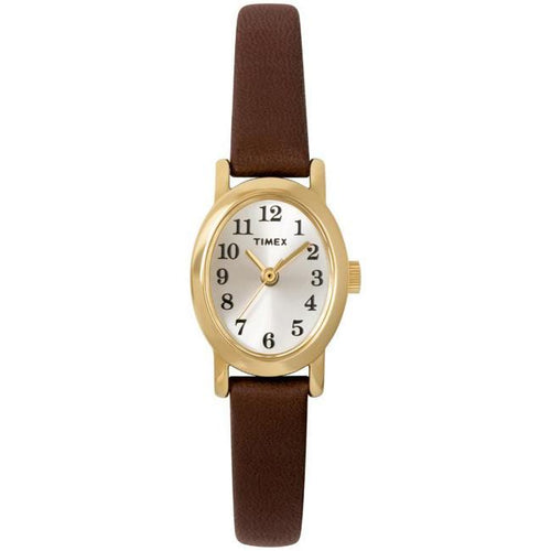 Timex Women's Cavatina Brass Watch with Brown Leather Strap