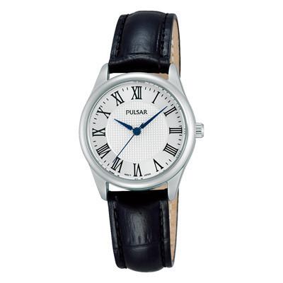 Pulsar Womens Black Leather Dress Watch