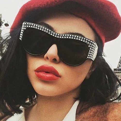 Rhinestone Square Sunglasses Women 2018 New Oversized Diamond Sun glasses Female One Piece Glasses Vintage Shades Retro Eyewear