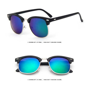 Women Sunglasses Retro Sun glasses Square Reflective Coating Lens Glasses Men Fashion Rivet Eyewear Female Vintage Shades UV400