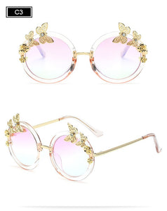 RTBOFY Round Women Sunglasses Butterfly embellished Frame Glasses UV400