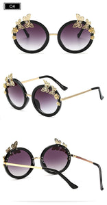 RTBOFY Round Women Sunglasses Butterfly embellished Frame Glasses UV400